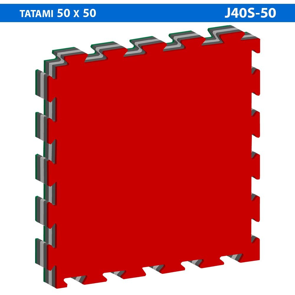 Tatami Puzzle 4cm - hergestellt in Italien - grün/rot - Packung mit 4 Teilen - J40S-50